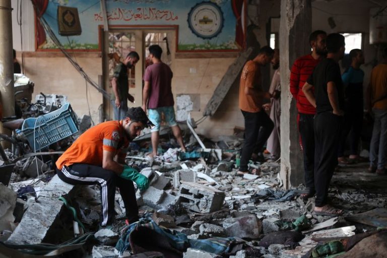 At least 90 Palestinians killed in Israeli school strike, Gaza officials say